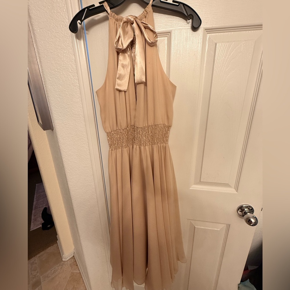 Allen B. by Allen Schwartz Peach Satin Evening Dress